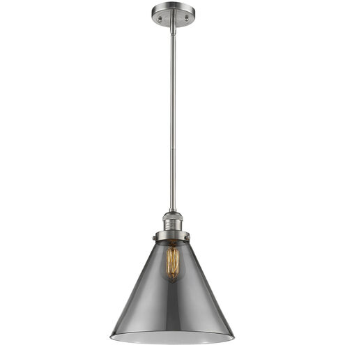 Franklin Restoration Cone 1 Light 12 inch Brushed Brass Mini Pendant Ceiling Light in Incandescent, Plated Smoke, Franklin Restoration